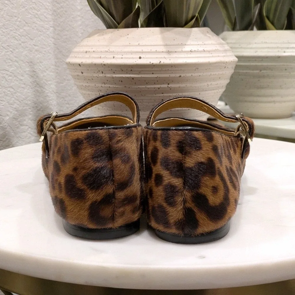 Madewell Hera Ballet Flats Women 9 Leopard Real Calf Hair Buckle Mary Jane NT863 - Picture 4 of 7